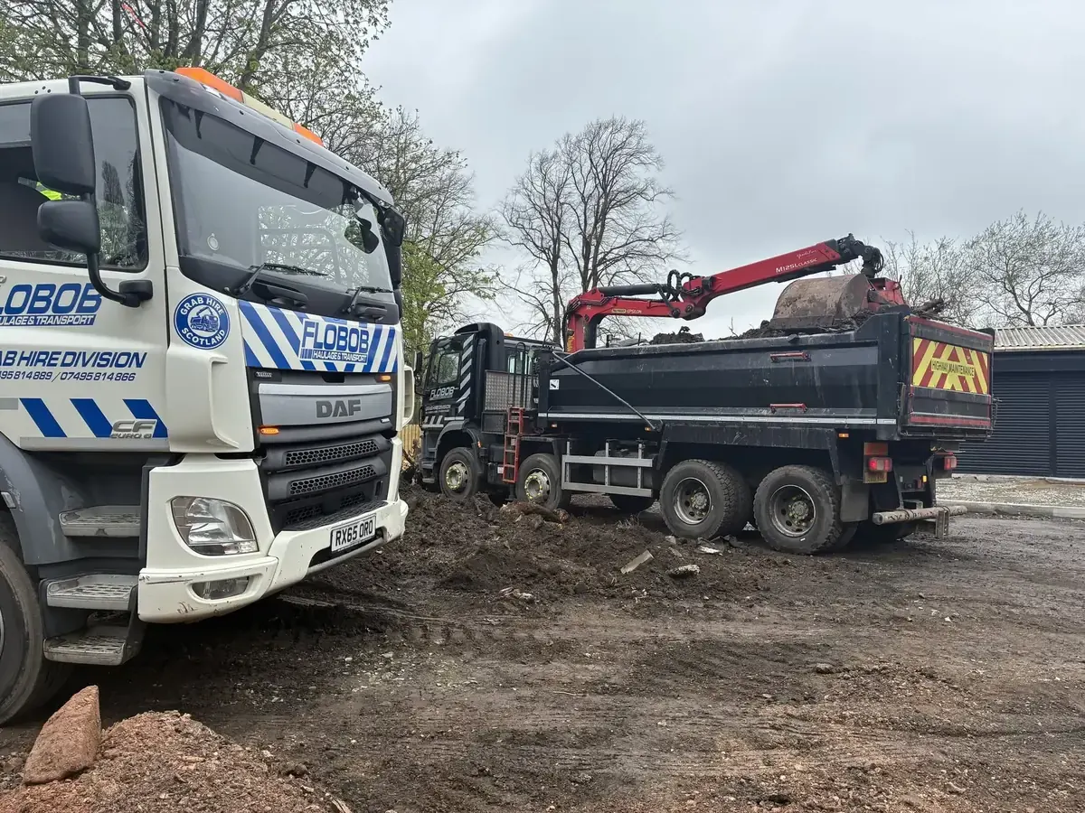 Grab Hire Scotland truck working on site